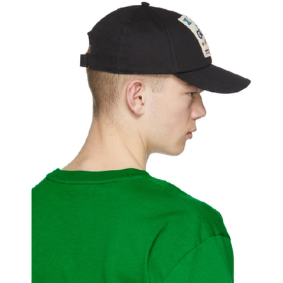 Shop Gucci Black 'worldwide' Patch Cap In 1000 Black