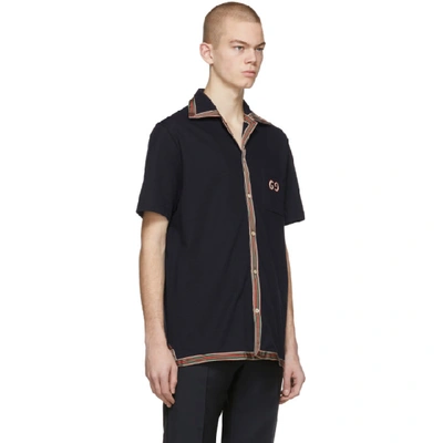 Shop Gucci Navy Gg Embroidery Polo In 4437 Navy