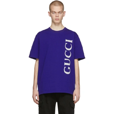 Shop Gucci Blue Oversized T-shirt In Marino