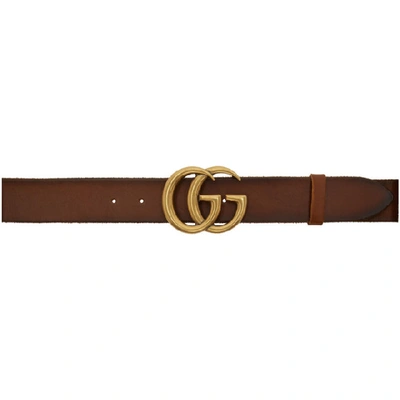 Shop Gucci Brown Leather Gg Belt In 2535 Cuir