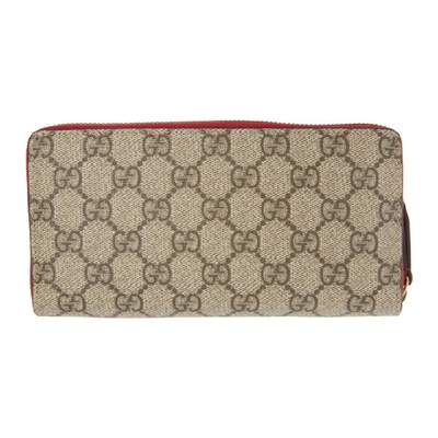 Shop Gucci Beige Gg Cherries Zip Wallet In 8694 Red