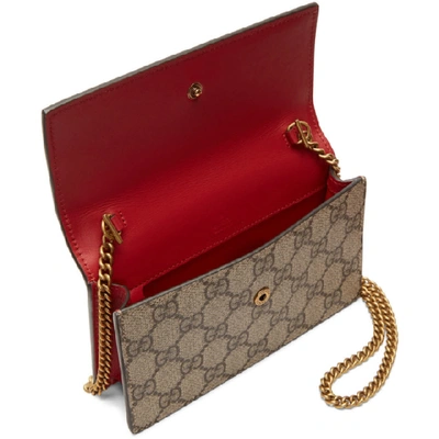 Shop Gucci Beige Gg Sparkling Cherries Chain Wallet Bag