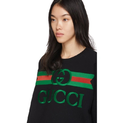 Shop Gucci Black Oversized Logo Sweatshirt In 1082 Black