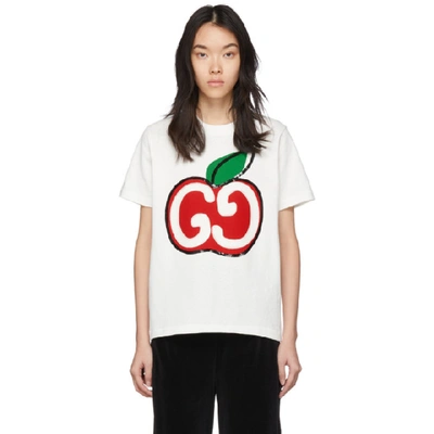 Shop Gucci White Gg Apple T-shirt In Ivory