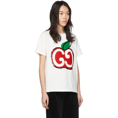 Shop Gucci White Gg Apple T-shirt In Ivory