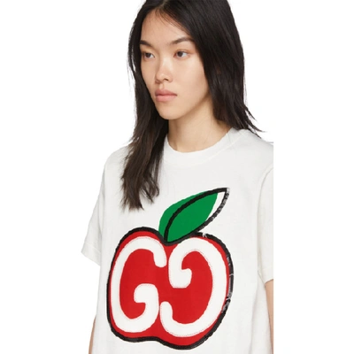 Shop Gucci White Gg Apple T-shirt In Ivory