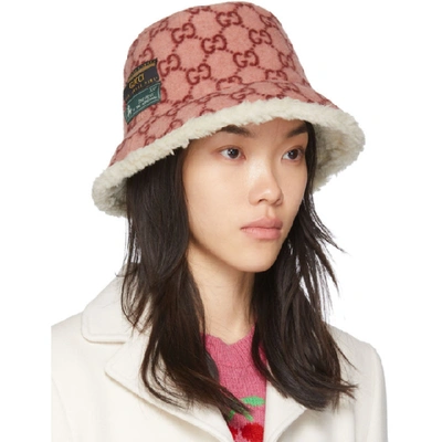 Shop Gucci Pink Wool Gg Bucket Hat In 5877 Pink