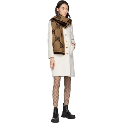 Shop Gucci Beige And Brown Lady Nest Lux Scarf In 9764 Beige