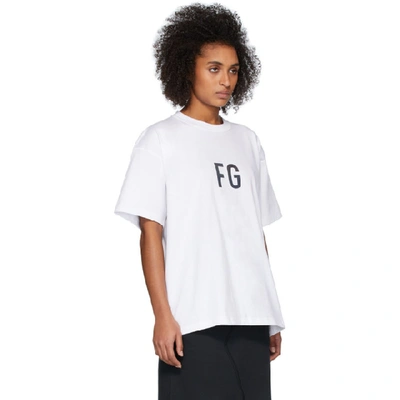 Shop Fear Of God White Fg T-shirt In 100 White