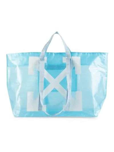 Shop Off-white Women's Commercial Pvc Tote In Baby Blue