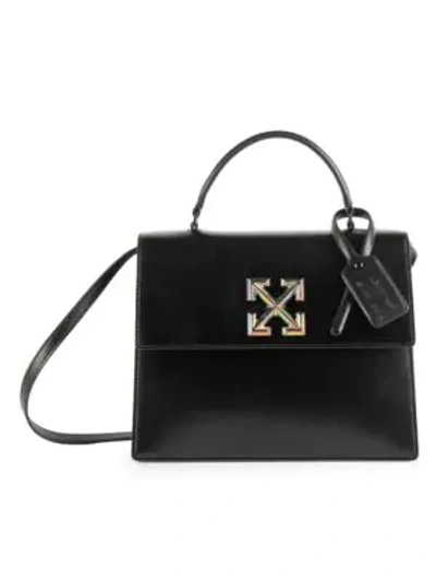 Shop Off-white Women's Jitney 2.8 Twist Leather Top Handle Bag In Black