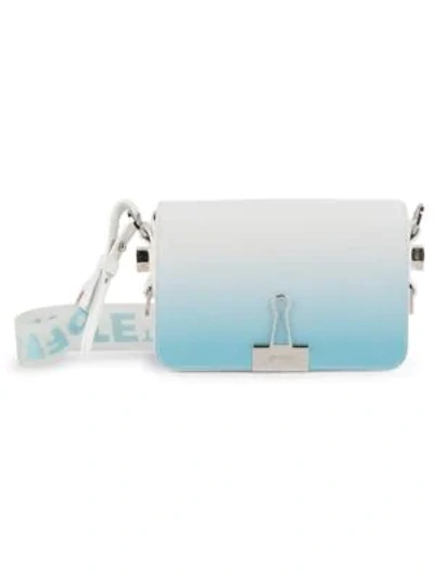 Shop Off-white Mini Binder Clip Degradé Leather Crossbody Bag In Light Blue