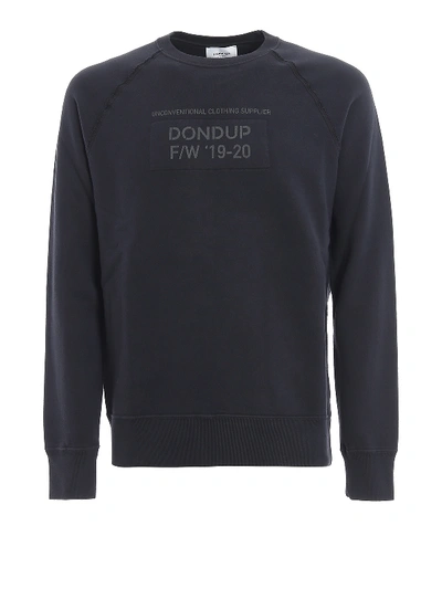 Shop Dondup Contrasting Logo Print Sweatshirt In Dark Blue