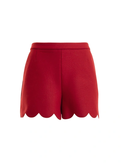 Shop Red Valentino Wool Blend Scalloped Short Pants In Red