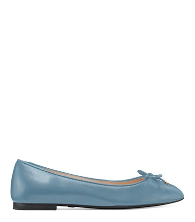 Shop Stuart Weitzman The Gabby Flat In Cerulean Light Blue Nappa Leather