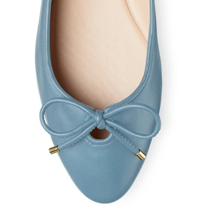 Shop Stuart Weitzman The Gabby Flat In Cerulean Light Blue Nappa Leather