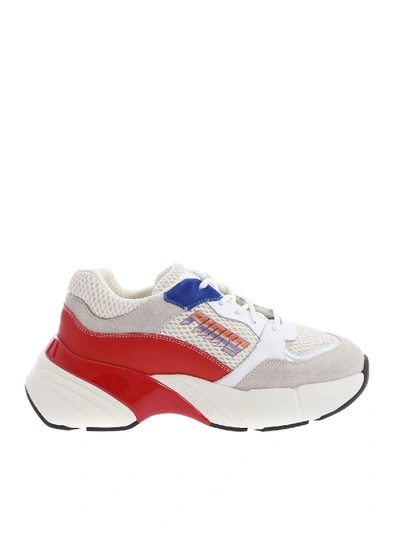 Shop Pinko White And Red Zaffiro Sneakers