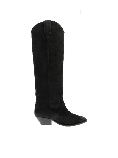 Shop Isabel Marant Denvee Boots In Anthracite Suede In Black