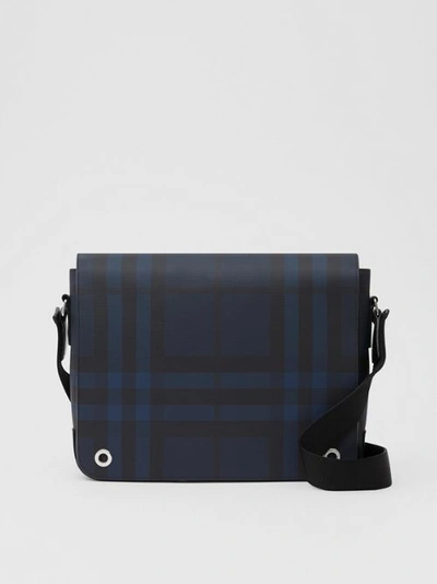 Shop Burberry London Check And Leather Satchel In Navy