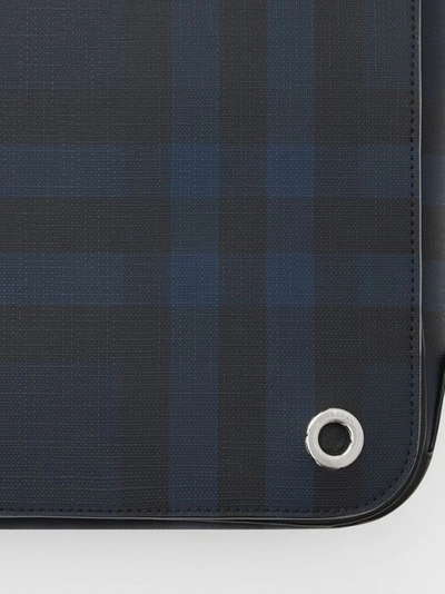 Shop Burberry London Check And Leather Satchel In Navy