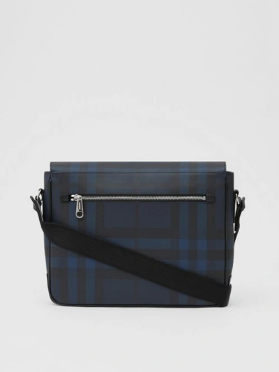 Shop Burberry London Check And Leather Satchel In Navy
