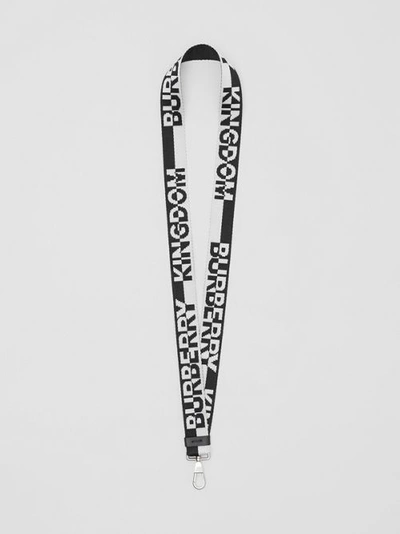 Burberry Two-tone Jacquard Logo Lanyard In Black | ModeSens