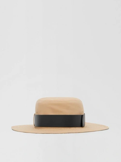 Shop Burberry Monogram Motif Leather Belt Detail Cotton Desert Hat In Honey