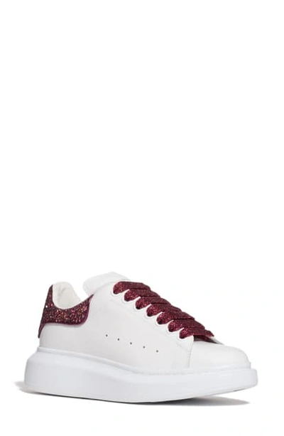 Shop Alexander Mcqueen Sneaker In White/ Rose Glitter