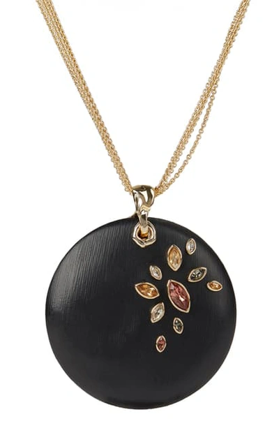 Shop Alexis Bittar Asteria Nova Navette Crystal Large Disc Pendant Necklace In Black