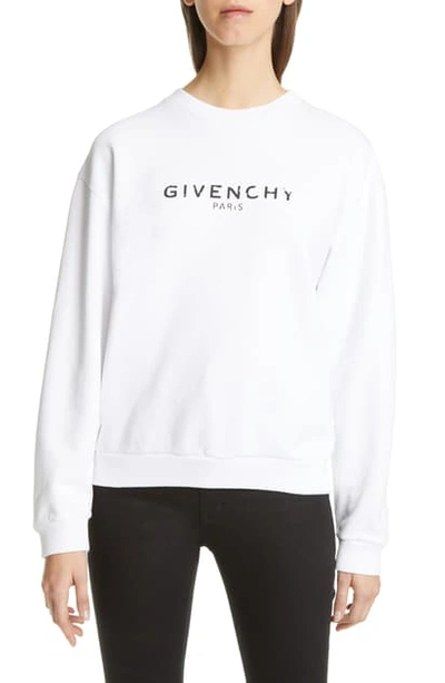 Shop Givenchy Logo Cotton Sweatshirt In White
