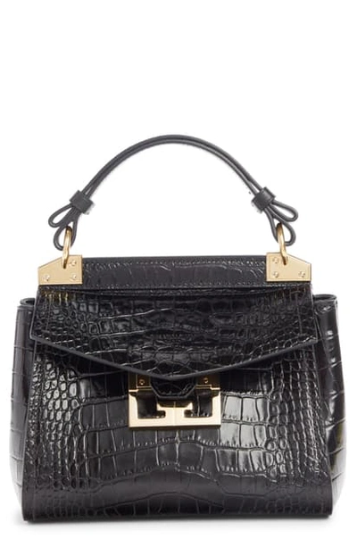 Shop Givenchy Mini Mystic Croc Embossed Leather Satchel In Black