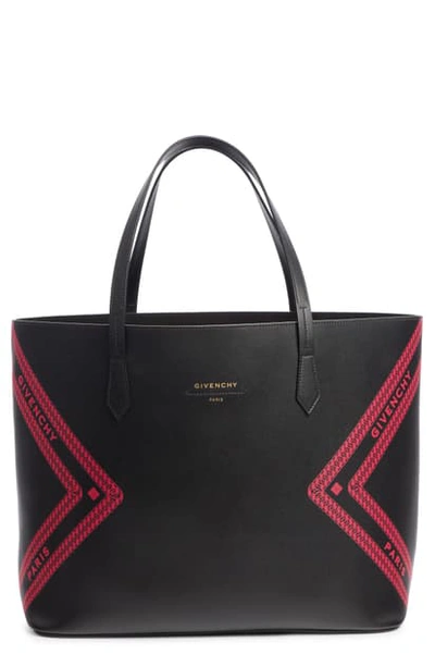 Shop Givenchy Wing Leather Shopper In Black/ Pink