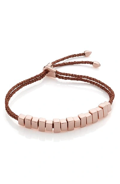 Shop Monica Vinader Linear Ingot Friendship Bracelet In Rose Gold/ Rst