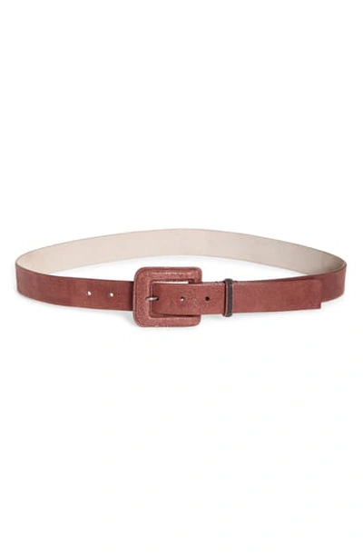 Shop Brunello Cucinelli Calfskin Leather Belt In Apricot