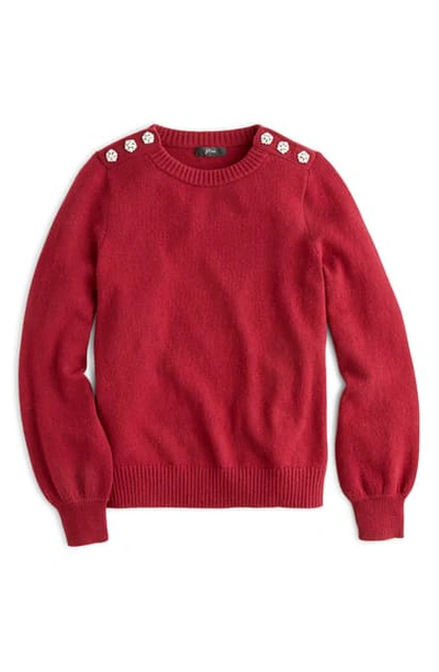 J crew crewneck shop sweater with jeweled buttons