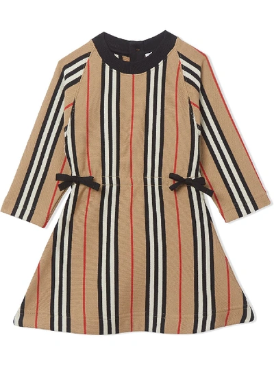 Shop Burberry Icon Stripe Midi Dress In Brown