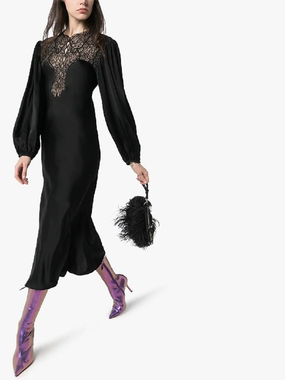 Shop Christopher Kane Lace Yoke Midi Dress In Black