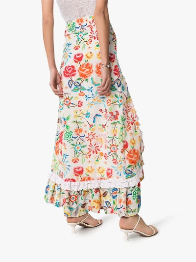 Shop All Things Mochi Clara Floral Print Maxi Skirt In White