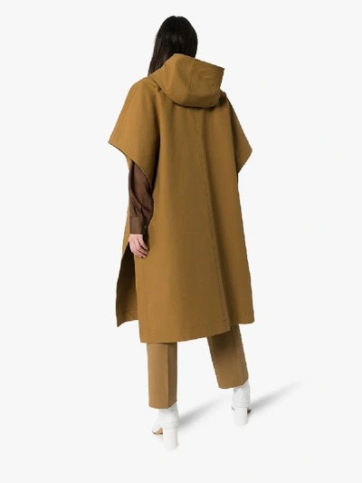 Shop Lvir Hooded Cotton Trench Coat In Brown