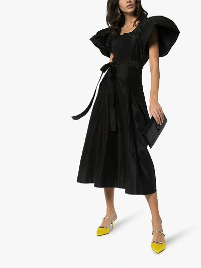 Shop Preen By Thornton Bregazzi Jayda Puff Sleeve Taffeta Dress In Black