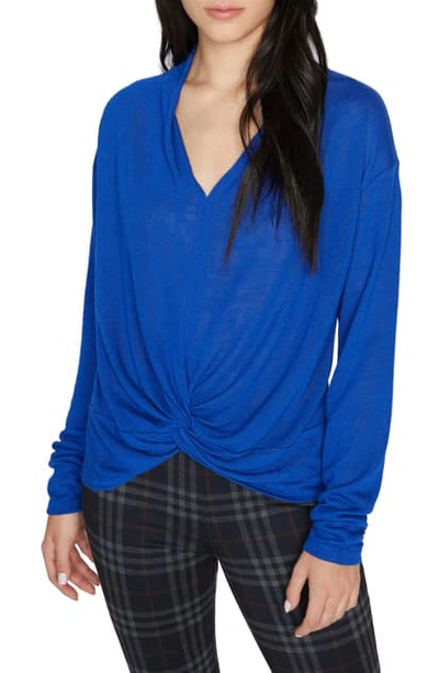 Shop Sanctuary Knot Interested Plunge Neck Top In Web Blue