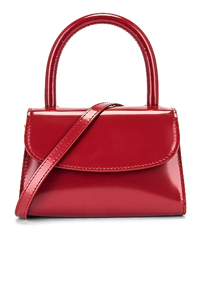 Shop By Far Mini Semi Patent Leather Top Handle Bag In Red