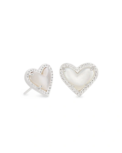 Shop Kendra Scott Ari Heart Stud Earrings In Ivory