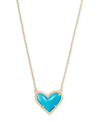 Shop Kendra Scott Ari Heart Short Necklace In Turquoise