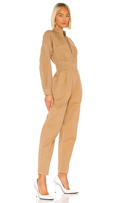 Shop Divine Héritage Zip Closure Jumpsuit In Khaki