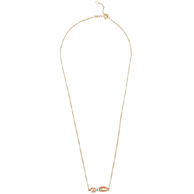 Shop Aliita Nadadora Completo Rayada 9kt Gold Necklace In White