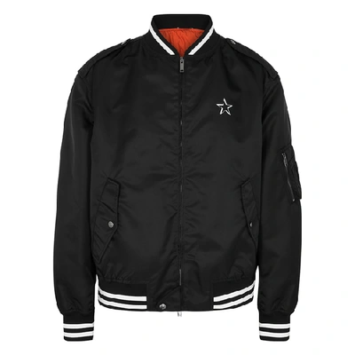 Shop Valentino Vltnstar Black Shell Bomber Jacket