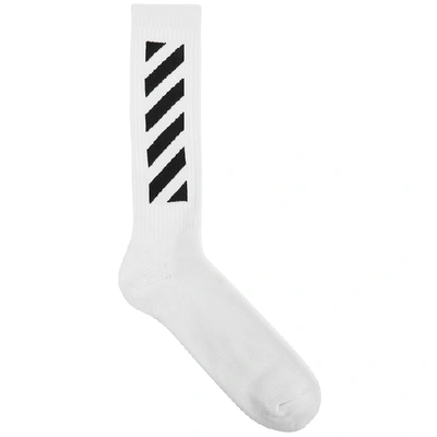 Shop Off-white Diag White Cotton-blend Socks In White And Black