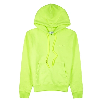 Shop Off-white Neon Yellow Hooded Cotton Sweatshirt