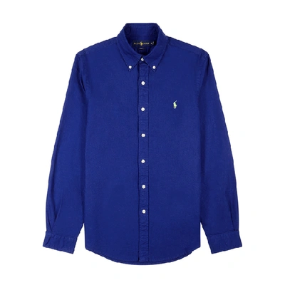 Shop Polo Ralph Lauren Blue Slim Cotton Oxford Shirt